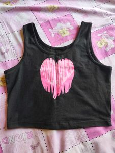 Black Heart Graphic Crop Top