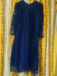 2 dresses Blue embroidery dress &amp; Cheetah print dr