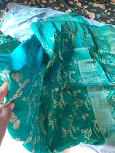 Green &amp; Gold Brocade lehanga