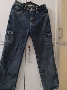 Acid Wash Cargo Jeans