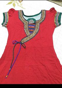 Red Embroidered Anarkali Dress
