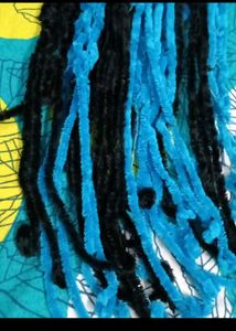 New Cozy Blue &amp; Black Knit Hat and Scarf Set