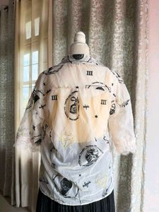 Unique Graphic Print Button-Up Shirt
