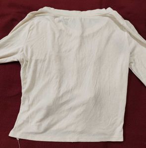 Cream Button-Up Tie Waist Top