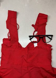Frilly Red Peplum Top