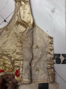 Embellished Sleeveless Gold Ethnic Blouse