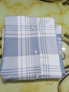 Men's Blue &amp; White Plaid Shirt