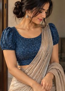 Stylish Blue Puff Sleeve Blouse