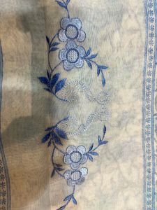 Light Blue Pure Cotton Printed Saree