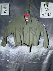 Zara Olive Green Cropped Jacket