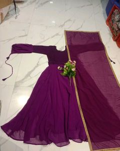 Elegant Purple Anarkali with Dupatta