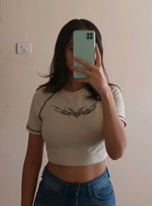 set of 2 raglan print crop top