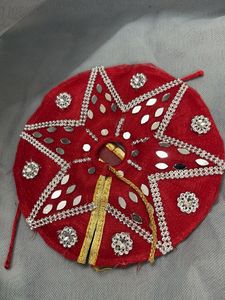 Red mirror work dress ladoo gopal