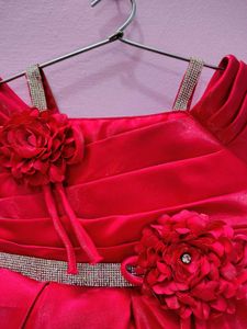 Adorable Red Baby Dress with Flower Accents