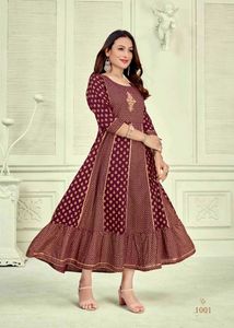Maroon Ethnic Gown with Embellished Neckline