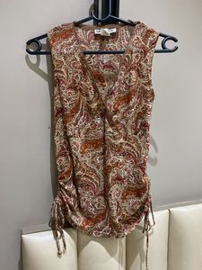 Paisley Print Ruched Top
