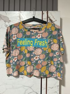 Ginger Feeling Fresh Fruit Print T-Shirt, Bust- 34