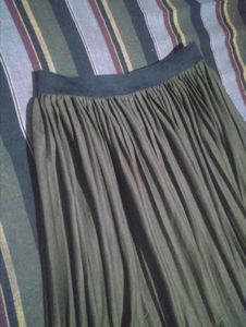 Olive Green Pleated Ethnic Skirt