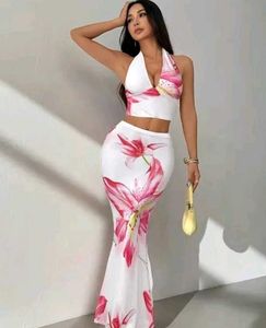 Floral Halter Neck Two-Piece Set