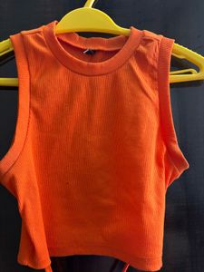 Orange Ribbed Tank Top