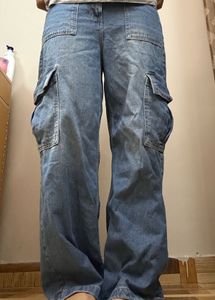 Stylish Blue Denim Cargo Pants