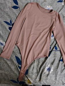 Dusty Rose Long-Sleeve Bodysuit / Size L