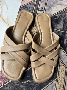 Stylish Beige Crisscross Sandals