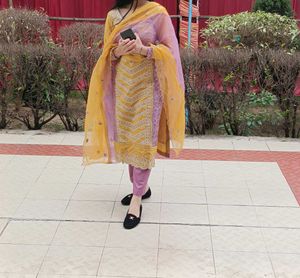 heavy Yellow &amp; Pink Kurta Set