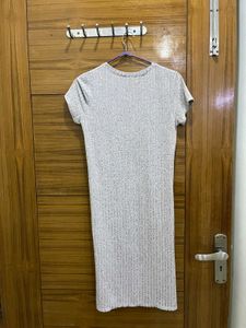 Grey Ribbed High Neck Tunic