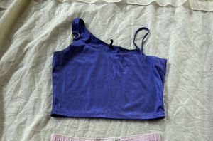 Stylish Blue One-Shoulder Crop Top