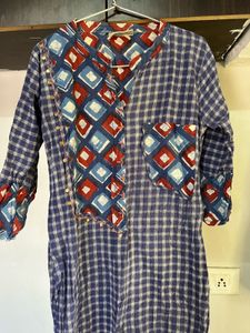 Stylish Blue Checkered Kurti