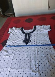 White Kurta with Black Embellishment