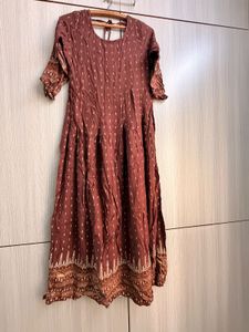 Stylish Brown Printed Anarkali Kurta