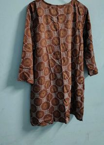 Brown Printed Kurta short college wear women xl