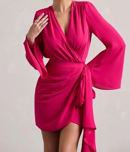 Chic Pink Wrap Dress