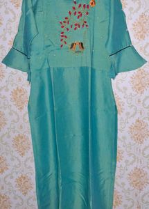 Teal Kurta with Pearl Embellishments