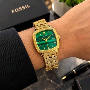 Fossil Gold Watch with Green Dial PREMIUM QUALITY
