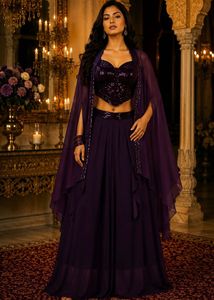 Stunning Purple Sequin Lehenga Choli Set