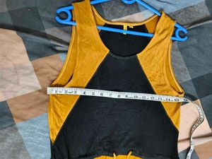 Mustard Two-Tone Casual Dress