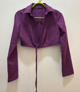 Zara Cropped Tie-Front Top