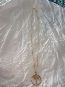 Gold Palm Tree Pendant Necklace