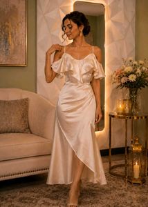 Elegant Satin Off-Shoulder Midi Dress