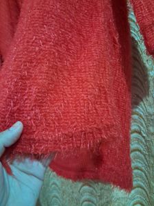 Red Soft Fur Shrug