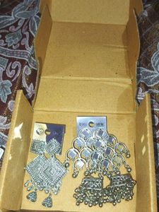 Silver Jhumka Earring Set