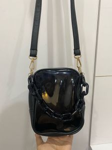 Chic Black Crossbody Bag with Chain