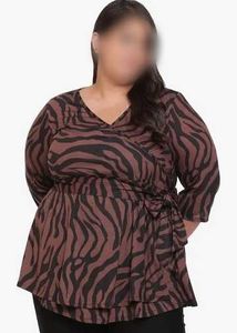 Amydus Zebra Print Wrap Top