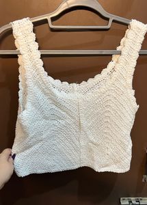 White Crochet Cropped Top