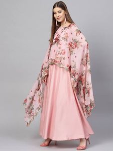 Elegant Pink Floral Ethnic Gown