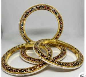 Elegant Gold &amp; White Bangles