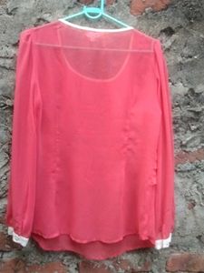 Chic Ruffle Front Coral Top